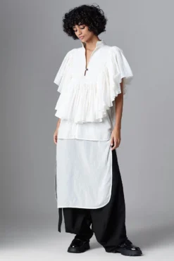 Chola White Long Frill Shirt