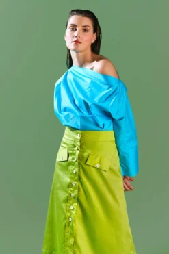 Bennch Lime Green Button Down Skirt 6 Bennch Lime Green Button Down Skirt -Cheap Wovencia Store 051pgsk 3