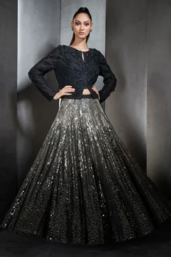 Rohit Gandhi + Rahul Khanna Black Embellished Lehenga Set -Cheap Wovencia Store 0911rg45 3