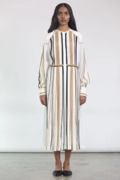 Bodice Ivory Pleated Dress