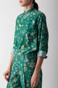 SUKETDHIR Green Muga Satin Shirt -Cheap Wovencia Store 101sd30 4