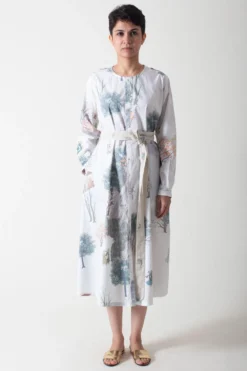 SUKETDHIR White Printed Poplin Shirt Dress