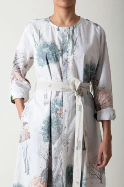 SUKETDHIR White Printed Poplin Shirt Dress -Cheap Wovencia Store 101sd34 4