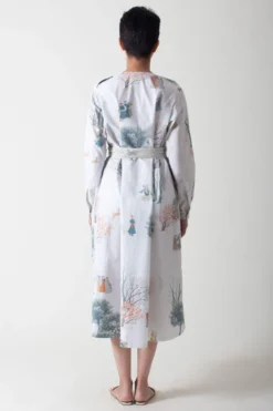 SUKETDHIR White Printed Poplin Shirt Dress -Cheap Wovencia Store 101sd34 5