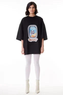 Kanika Goyal Label Black Oversized Printed Patch T-shirt