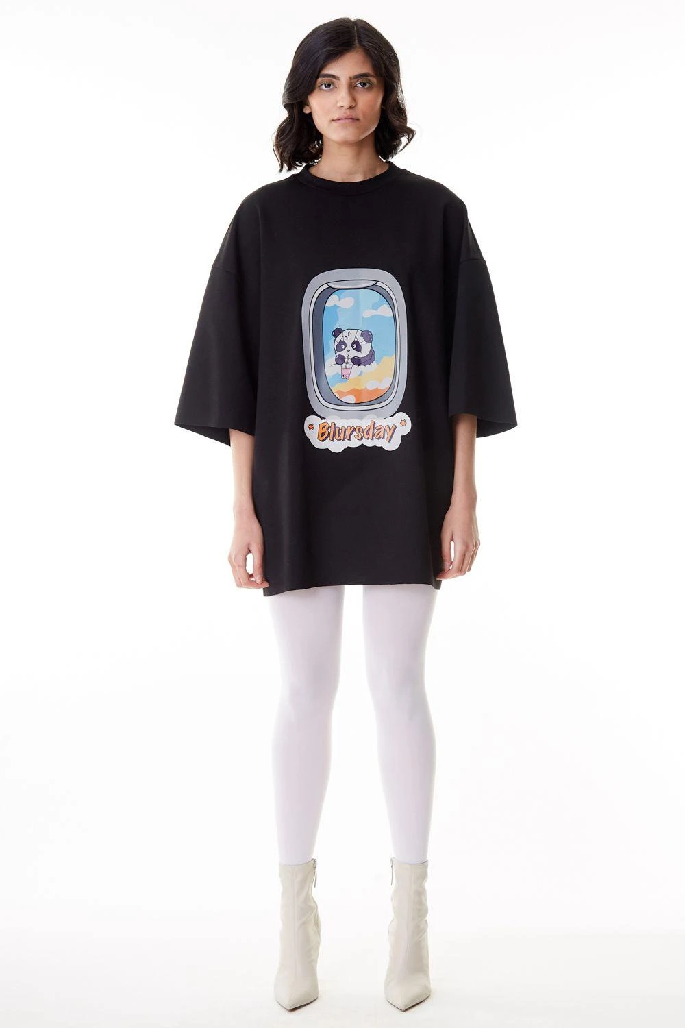 Kanika Goyal Label Black Oversized Printed Patch T-shirt 1 Kanika Goyal Label Black Oversized Printed Patch T-shirt