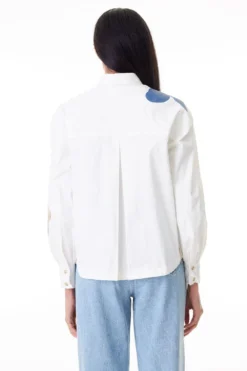 Kanika Goyal Label White Shirt With Floral Cluster Applique -Cheap Wovencia Store 110kg16 3