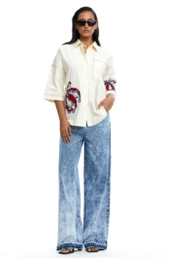 Kanika Goyal Label Iris Embellished Ruched Pocket Shirt