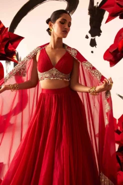 Bhumika Sharma Red Embroidered Lehenga Set -Cheap Wovencia Store 11123bs14 2