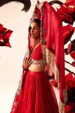 Bhumika Sharma Red Embroidered Lehenga Set -Cheap Wovencia Store 11123bs14 3