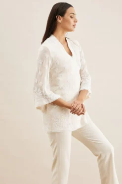 PATINE White Hand Embroidered Chikankari Wrap Top -Cheap Wovencia Store 111pat15 3
