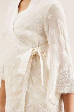 PATINE White Hand Embroidered Chikankari Wrap Top -Cheap Wovencia Store 111pat15 4