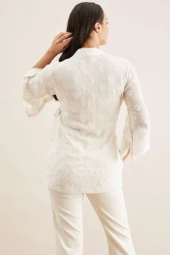 PATINE White Hand Embroidered Chikankari Wrap Top -Cheap Wovencia Store 111pat15 5
