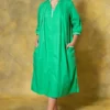 Bodice Green Oversized Tie Up Dress