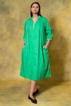 Bodice Green Oversized Tie Up Dress