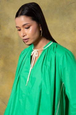 Bodice Green Oversized Tie Up Dress -Cheap Wovencia Store 11423bo3 4