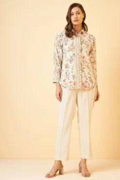 PATINE Cream Shikargah Printed Shirt