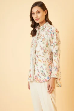 PATINE Cream Shikargah Printed Shirt -Cheap Wovencia Store 116pat8 3