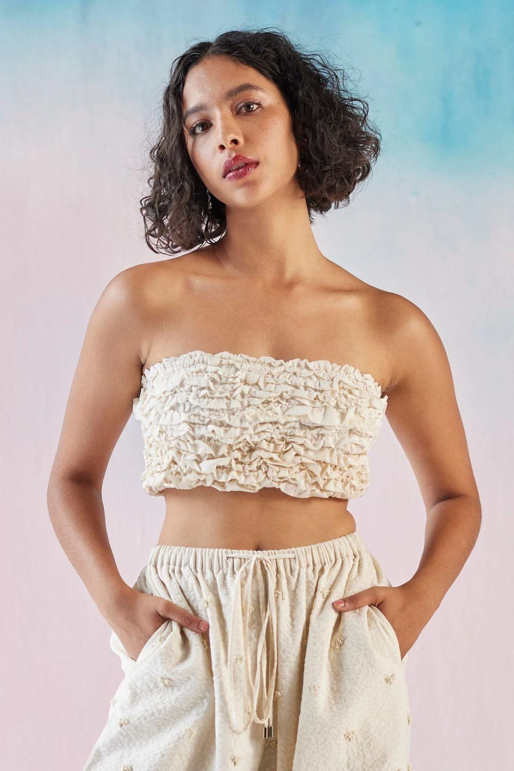 ILK Off White Textured Bustier 2 ILK Off White Textured Bustier - Image 2