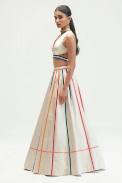 Kshitij Jalori Ivory Striped Lehenga Set -Cheap Wovencia Store 1212ks65 2