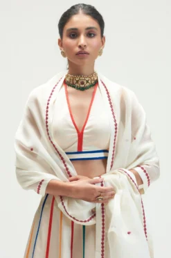 Kshitij Jalori Ivory Striped Lehenga Set -Cheap Wovencia Store 1212ks65 3