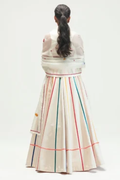 Kshitij Jalori Ivory Striped Lehenga Set -Cheap Wovencia Store 1212ks65 4