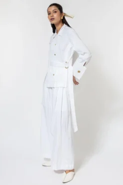 Ode To Odd White Asymmetric Belted Shirt -Cheap Wovencia Store 123odd4 2