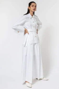 Ode To Odd White Asymmetric Belted Shirt -Cheap Wovencia Store 123odd4 3