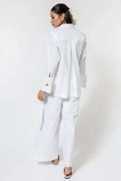 Ode To Odd White Asymmetric Belted Shirt -Cheap Wovencia Store 123odd4 5