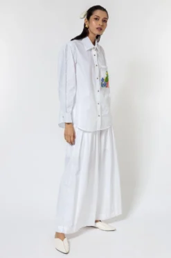 Ode To Odd White Poplin Shirt With Embroidered Patch Pocket -Cheap Wovencia Store 123odd6 3