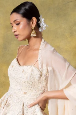 Ahilian Beige Embellished Peplum & Lehenga Set -Cheap Wovencia Store 12423ah1 5