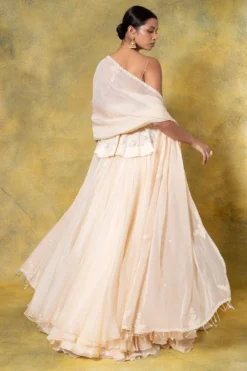 Ahilian Beige Embellished Peplum & Lehenga Set -Cheap Wovencia Store 12423ah1 6