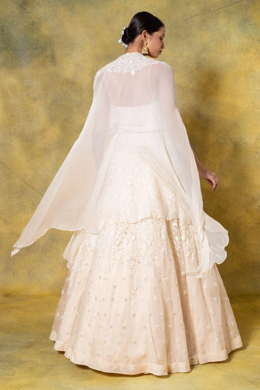 Ahilian Beige Embellished Cape Set 6 Ahilian Beige Embellished Cape Set - Image 6