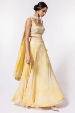 DUARA Yellow Organza Lehenga Set -Cheap Wovencia Store 124ua16 3