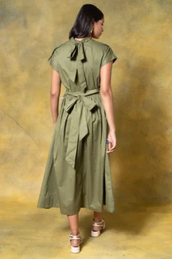 GRAINE Olive Green Cutout Dress -Cheap Wovencia Store 1304gra01 5