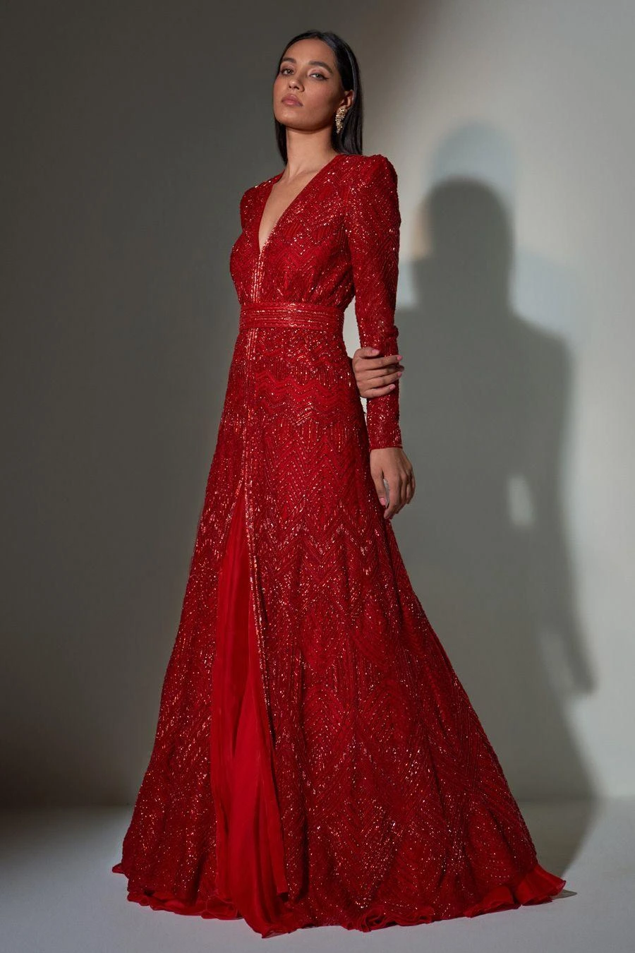 Ritika Mirchandani Red Embellished Anarkali & Lehenga Set 1 Ritika Mirchandani Red Embellished Anarkali & Lehenga Set