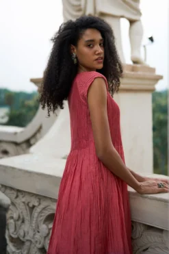 Swatti Kapoor Quartz Pink Layered Dress With Coral Culottes -Cheap Wovencia Store 131sk15 3