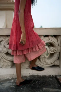 Swatti Kapoor Quartz Pink Layered Dress With Coral Culottes -Cheap Wovencia Store 131sk15 4
