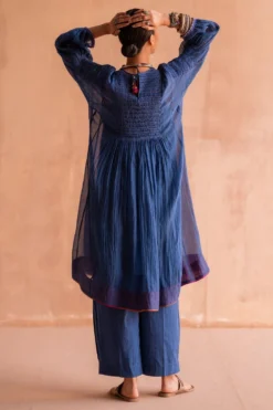 Swatti Kapoor Neel Blue Inverted Pleat Pants -Cheap Wovencia Store 13623sk17 5