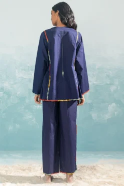 Ikai Navy Nile High Slit Pants -Cheap Wovencia Store 1411ik18 5