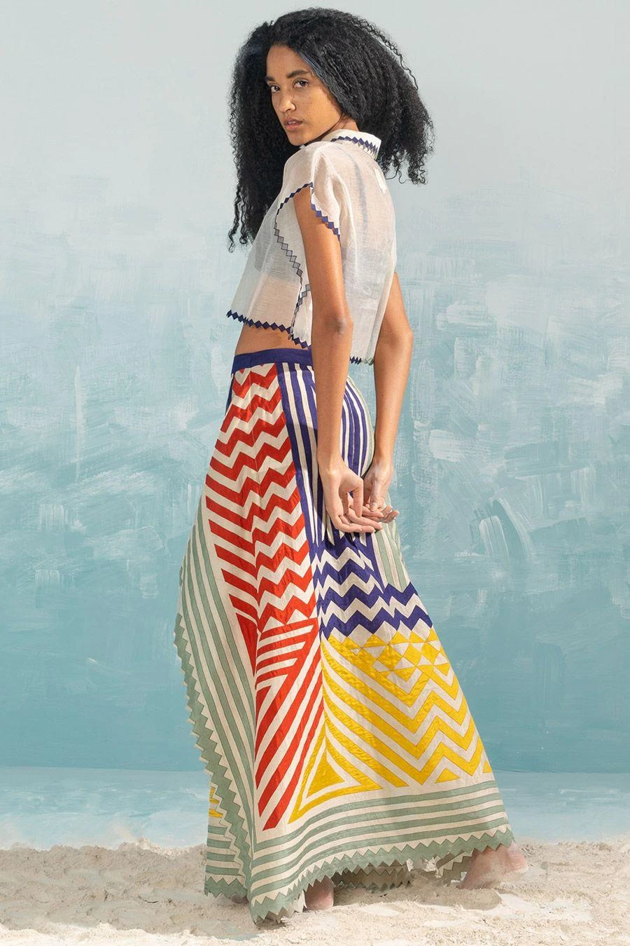 Ikai Beige Draped & Panelled Skirt 3 Ikai Beige Draped & Panelled Skirt - Image 3