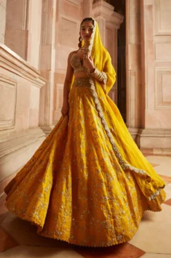Mrunalini Rao Yellow Embellished Lehenga Set