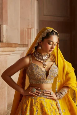 Mrunalini Rao Yellow Embellished Lehenga Set -Cheap Wovencia Store 1411mr7 3