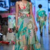 Payal Singhal Green Emma Tropical Printed Cut-out Dress