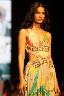 Payal Singhal Green Emma Tropical Printed Cut-out Dress -Cheap Wovencia Store 1411ps5 3