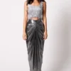431-88 By Shweta Kapur Charcoal Liquid Nora Skirt