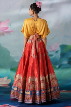 Rajdeep Ranawat Mustard Leela Printed Lehenga Set -Cheap Wovencia Store 1503rr25 5