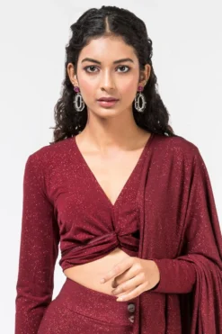 431-88 By Shweta Kapur Rouge Red Tie-up Blouse