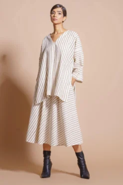 Stoique Beige Circular Hand Block Printed Skirt