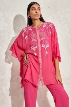 Namrata Joshipura Pink Laurel Floral Embellished Top -Cheap Wovencia Store 1532023nj25 3